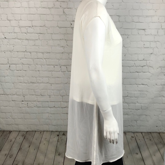 1X 3X Alfani Ivory Split Front Sheer Overlay Top Plus Size - Picture 4 of 6